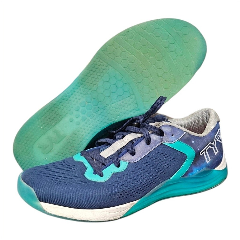 TYR CXT-1 Trainer Mens 11 Blue Teal Galaxy Print Cross Training Gym Shoes
